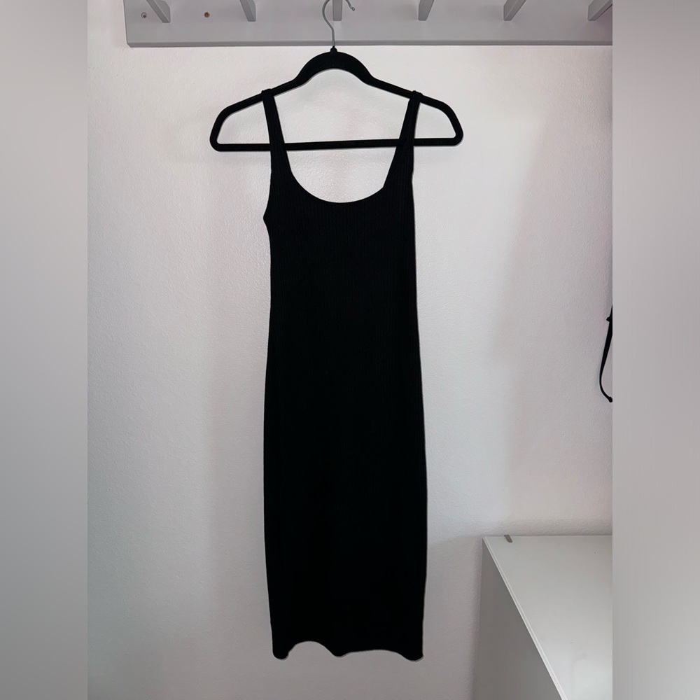 Urban Outfitters Black Ribbed Bodycon Midi Dress